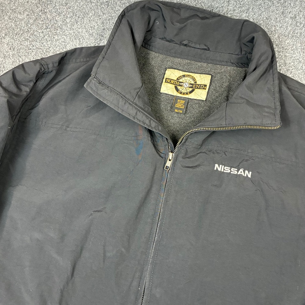 North End Nissan Jacket Mens Size 2XL XXL Black Fleece Full Zip Windbreaker